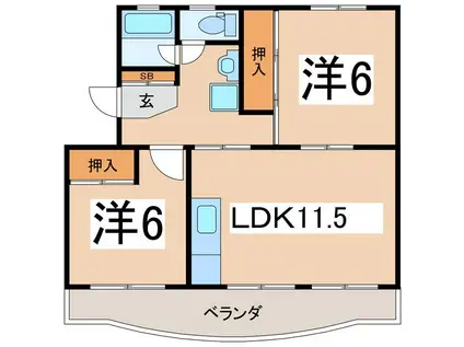 土肥マンション(2LDK/2階)の間取り写真