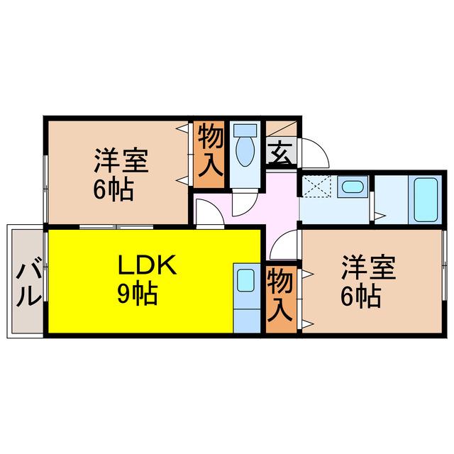 セジュールYMIII(2DK/1階)の間取り写真