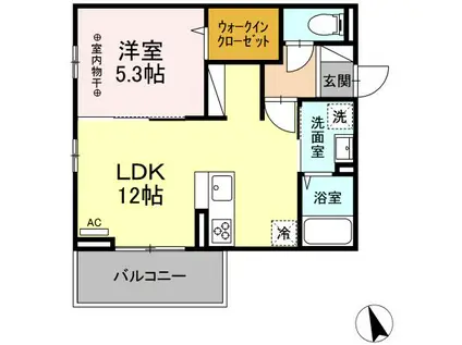 DーROOM清水新居II(1LDK/2階)の間取り写真