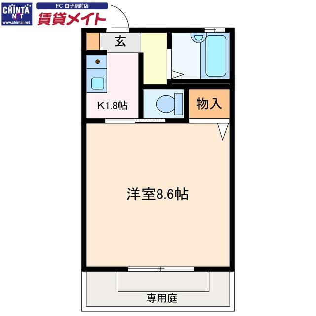 リヴェール鈴鹿C棟(1K/1階)の間取り写真