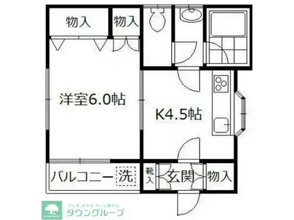 Cユーノス(1K/1階)の間取り写真