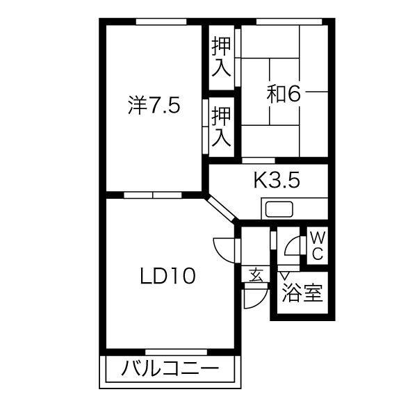 CASA JURLIQUE(2LDK/2階)の間取り写真