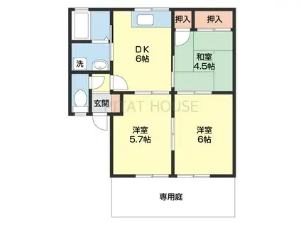 グリーンフルフェニックス(3DK/1階)の間取り写真