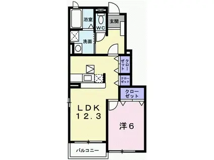 ベル アンジュII(1LDK/1階)の間取り写真