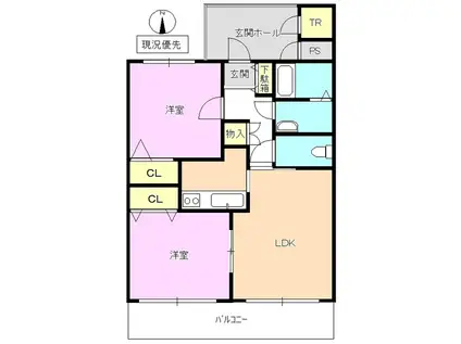 ラトナ東口ビル(2LDK/7階)の間取り写真