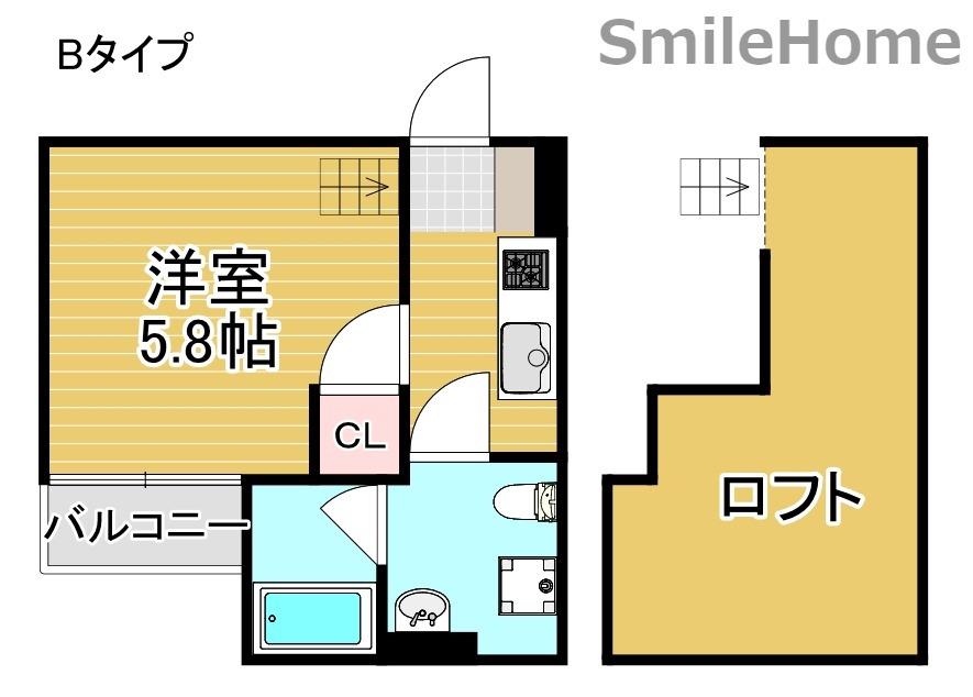 安立荘(1K/2階)の間取り写真