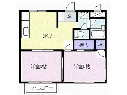 シティハイツ源II(2DK/2階)の間取り写真