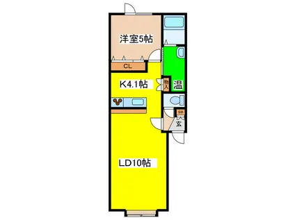 ROSSO B棟(1LDK/2階)の間取り写真