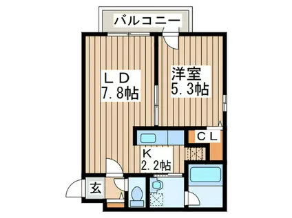 ローヤルハイツ月寒西(1LDK/2階)の間取り写真