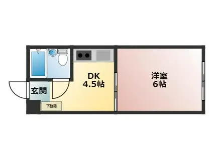 世並ビル(1DK/2階)の間取り写真