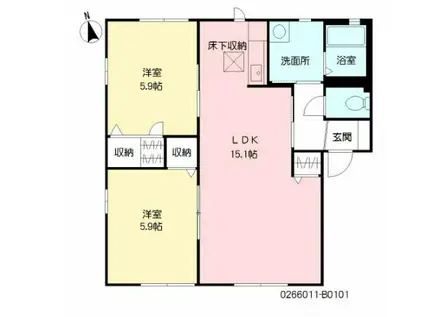 リンデンバームB棟(2LDK/1階)の間取り写真