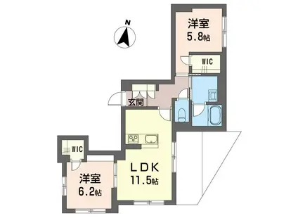 フラッツ秋津(2SLDK/1階)の間取り写真