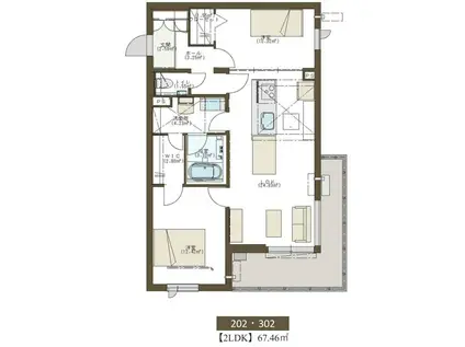 ムライチ・ガーデン花立(2LDK/3階)の間取り写真