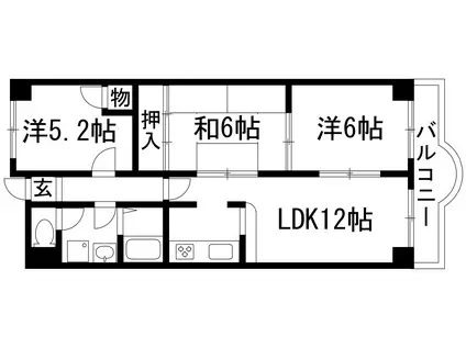 ラヴールイナダ(3LDK/1階)の間取り写真