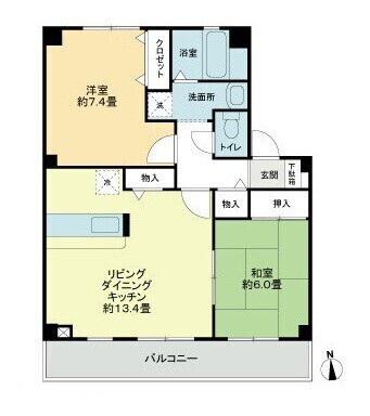 フォブール善導寺(2LDK/2階)の間取り写真
