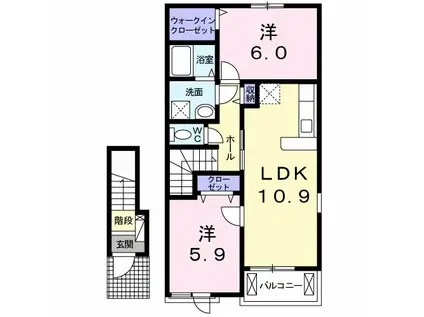 サニーサイドUPII(2LDK/2階)の間取り写真