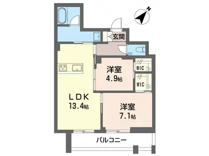プレミアス アサヒSHM(2LDK/1階)の間取り写真