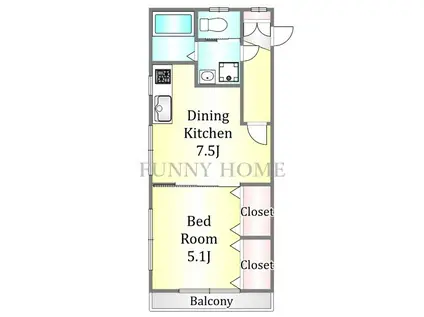 コーポ新井(1DK/3階)の間取り写真