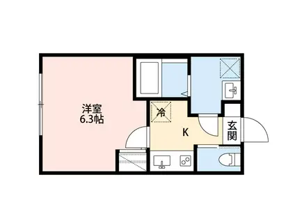 CRECIA二宮(1K/1階)の間取り写真