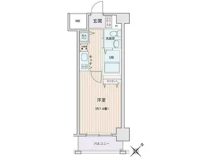 HF門前仲町レジデンス(1K/9階)の間取り写真