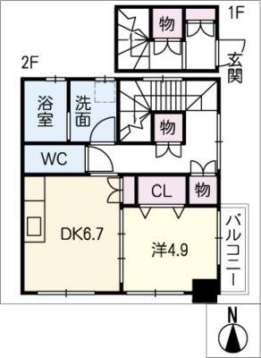 SO・藤里(1DK/2階)の間取り写真
