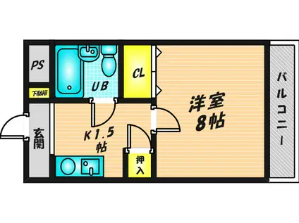 ナンソーコーポ(1K/4階)の間取り写真