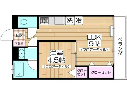 鴨下マンション(2K/1階)の間取り写真
