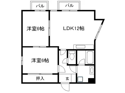 スクエアコート(2LDK/1階)の間取り写真