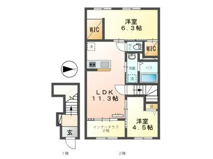 BRIGHT NEST(2LDK/1階)の間取り写真