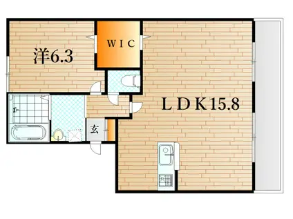 クリオコートA棟(1LDK/2階)の間取り写真