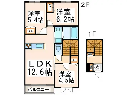 シャーメゾンエルランド I・II(3LDK/1階)の間取り写真