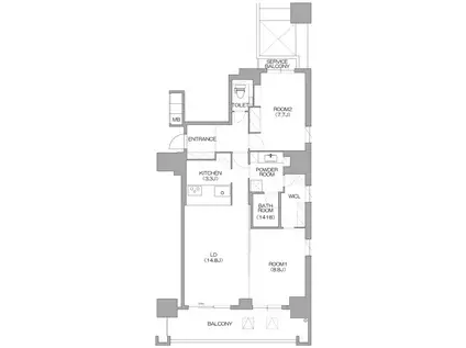 リバーサイドタワー中之島(2LDK/11階)の間取り写真