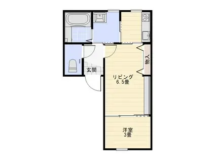 NELO 沖町(1LDK/1階)の間取り写真