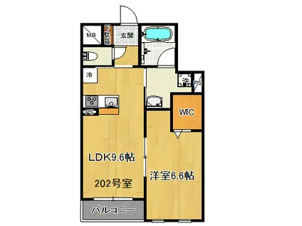 セレーナ宮城野原(1LDK/2階)の間取り写真