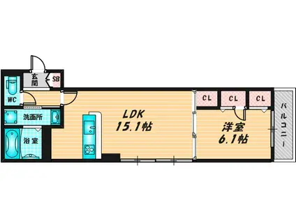 アイビー俊徳道(1LDK/1階)の間取り写真