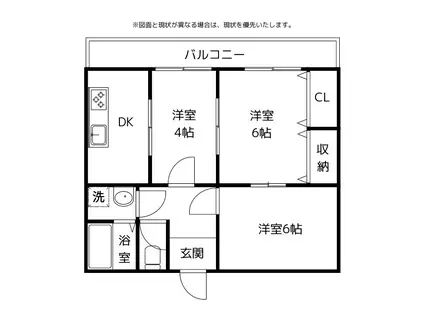 中央ハイツ(3DK/2階)の間取り写真