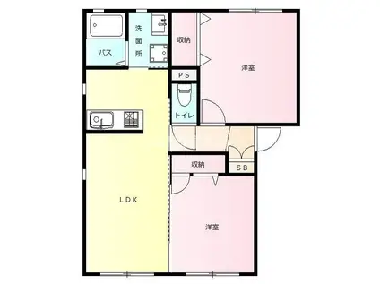 カーサプレーナB(2LDK/2階)の間取り写真