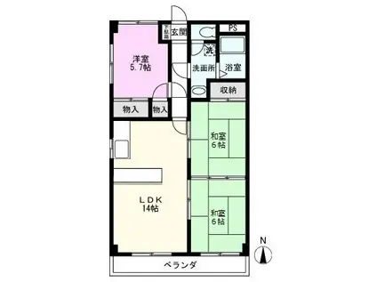 セントラルカーサ(3LDK/1階)の間取り写真