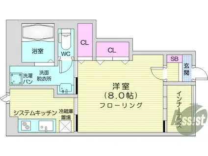 イーストコーポⅡ(1K/1階)の間取り写真