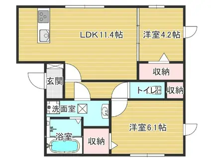 ヴェルドミール蓮台寺(2LDK/3階)の間取り写真
