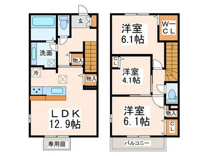 S.シュエット(3LDK/1階)の間取り写真