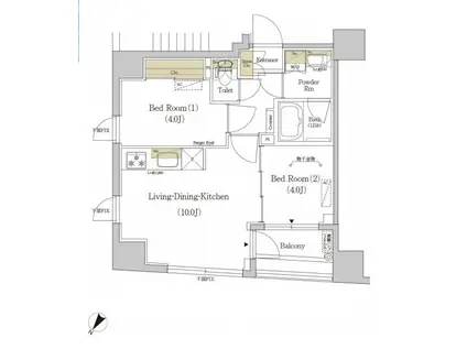 アーバネックス日本橋水天宮(2LDK/5階)の間取り写真