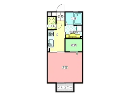 CALM COURT 中村(1K/1階)の間取り写真