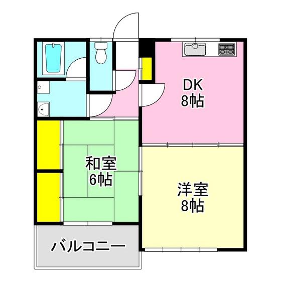 セゾンマツシマI(2DK/1階)の間取り写真