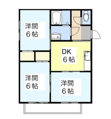 サンハイムA(3DK/1階)の間取り写真