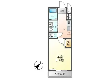 つくば市陣場アパート(1K/2階)の間取り写真