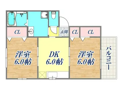 須磨天神ハイツ(2DK/1階)の間取り写真