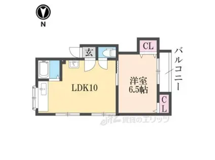 ビラネージュ香里(1LDK/3階)の間取り写真