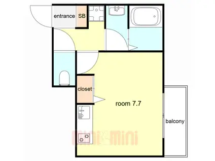 AILE南塚口V(ワンルーム/1階)の間取り写真