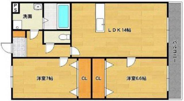シェトワ(2LDK/2階)の間取り写真